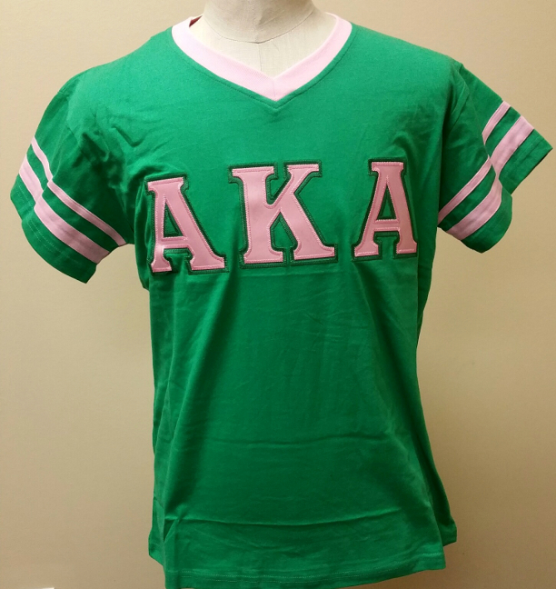 AKA Green V-Neck Applique Tee - BD